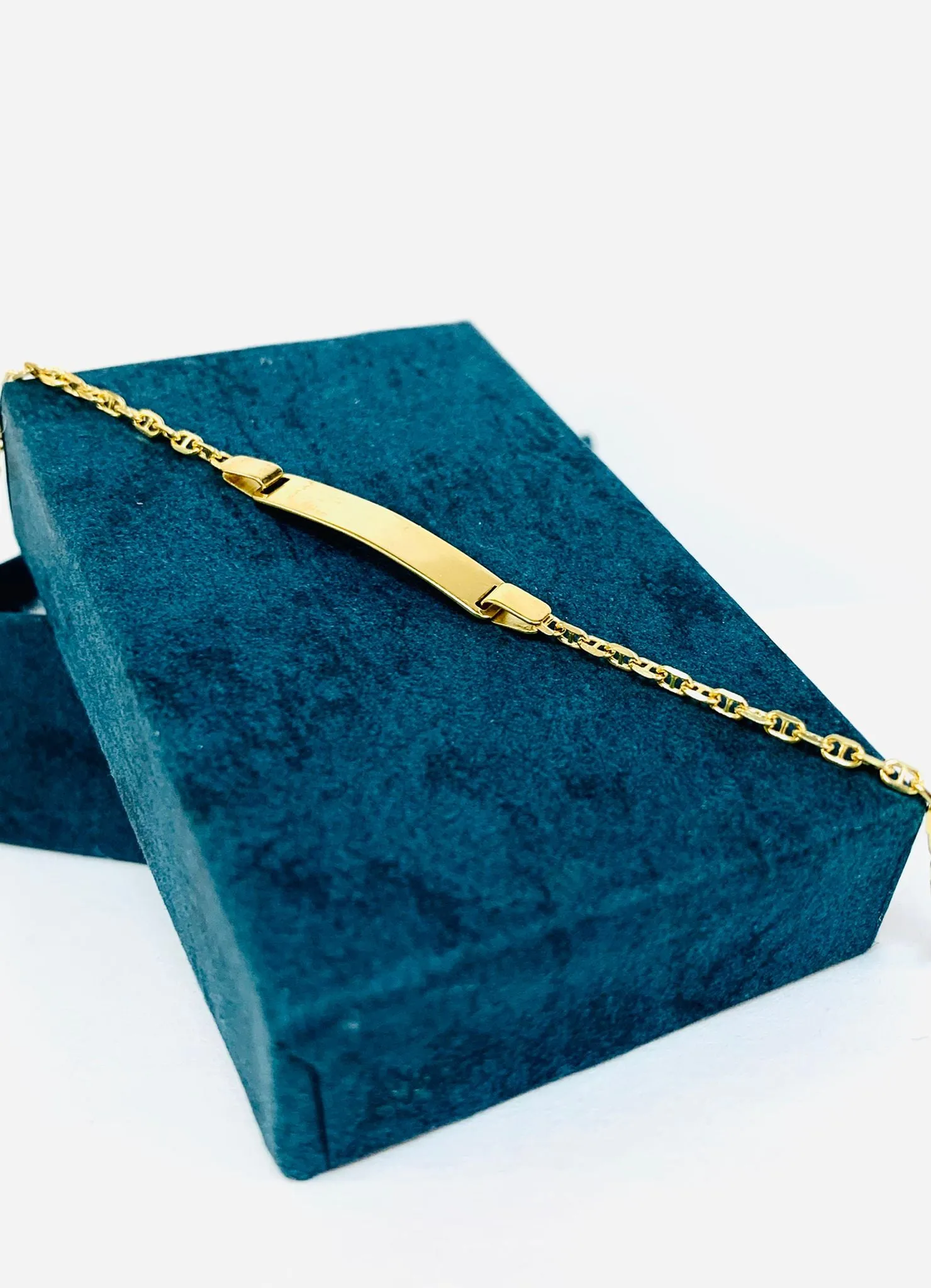 Pulsera Oro Real 14K Para Niños Grabado Gratis / Gold Baby ID Bracelet 6" Mariner Link Kids Jewelry