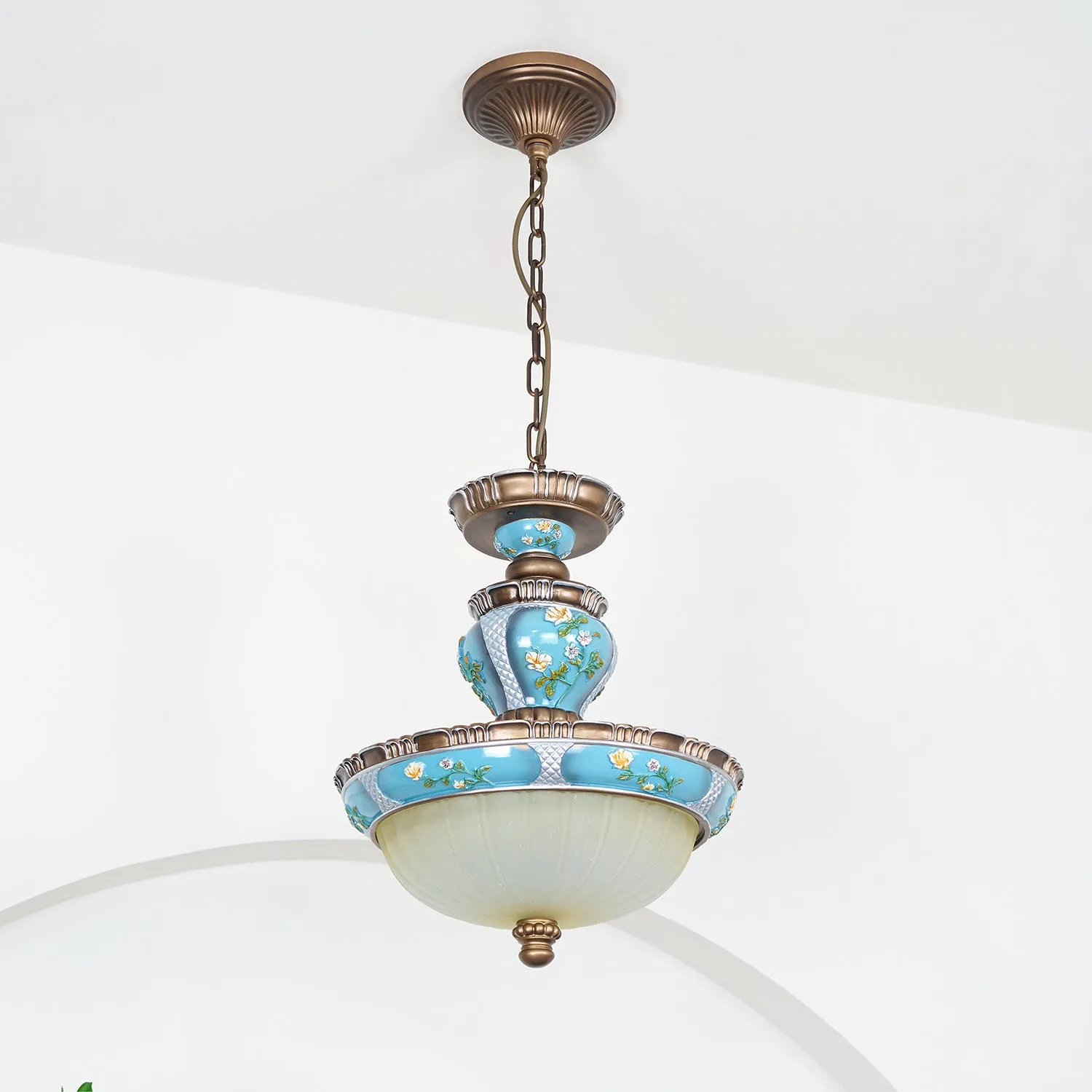 Retro Floral Resin Pendant Light