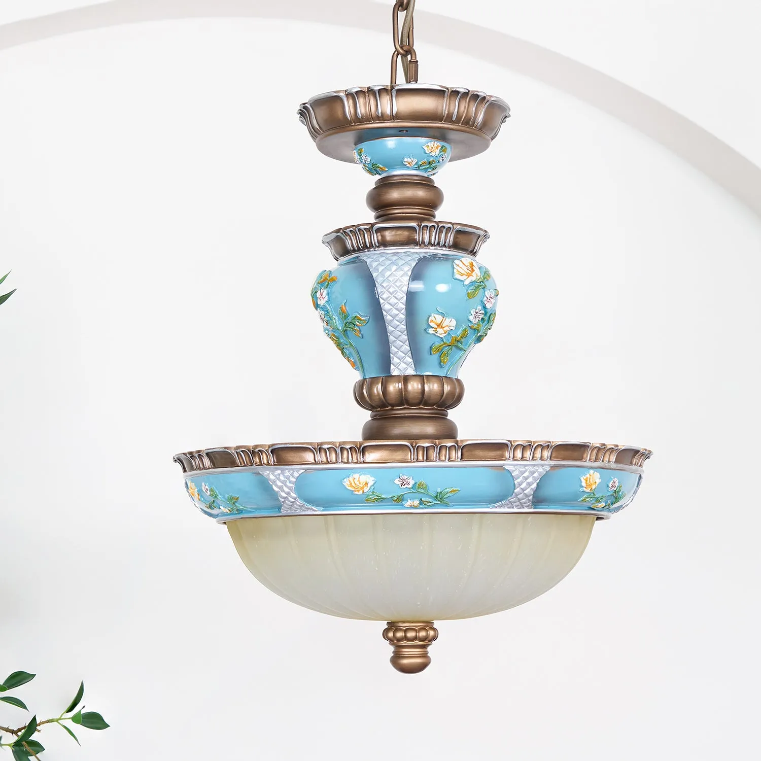 Retro Floral Resin Pendant Light