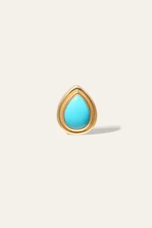 Ridge Teardrop Turquoise Gold Vermeil Stud Earring