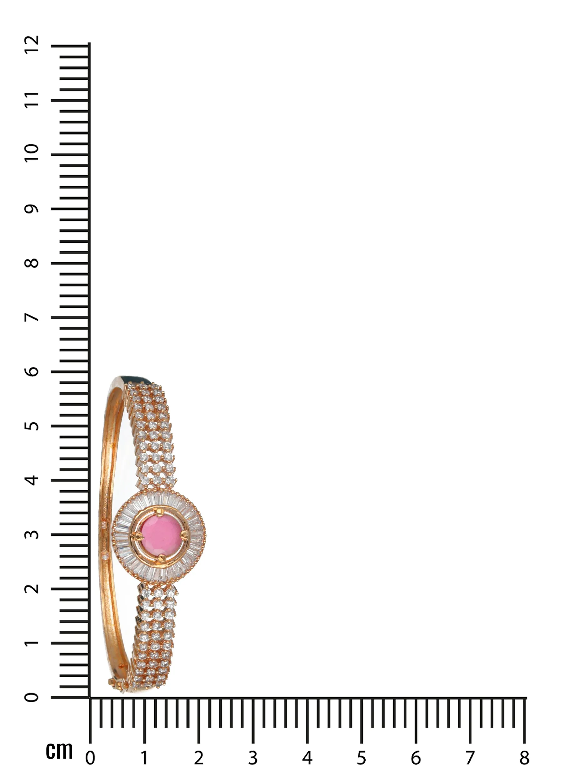 Rose Gold Plated American Diamond Ruby Studded Round Shaped Elegant Bracelet