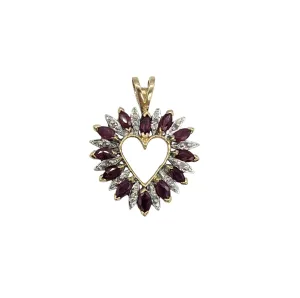 Ruby and Diamond Chip Heart Pendant