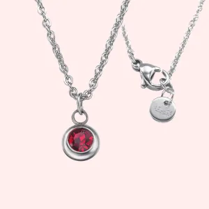 Ruby Bezel Set Hypoallergenic Necklace - July