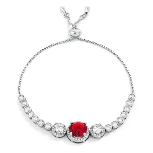 Ruby Red and Clear Graduated CZ Bolo Style Tennis Bracelet