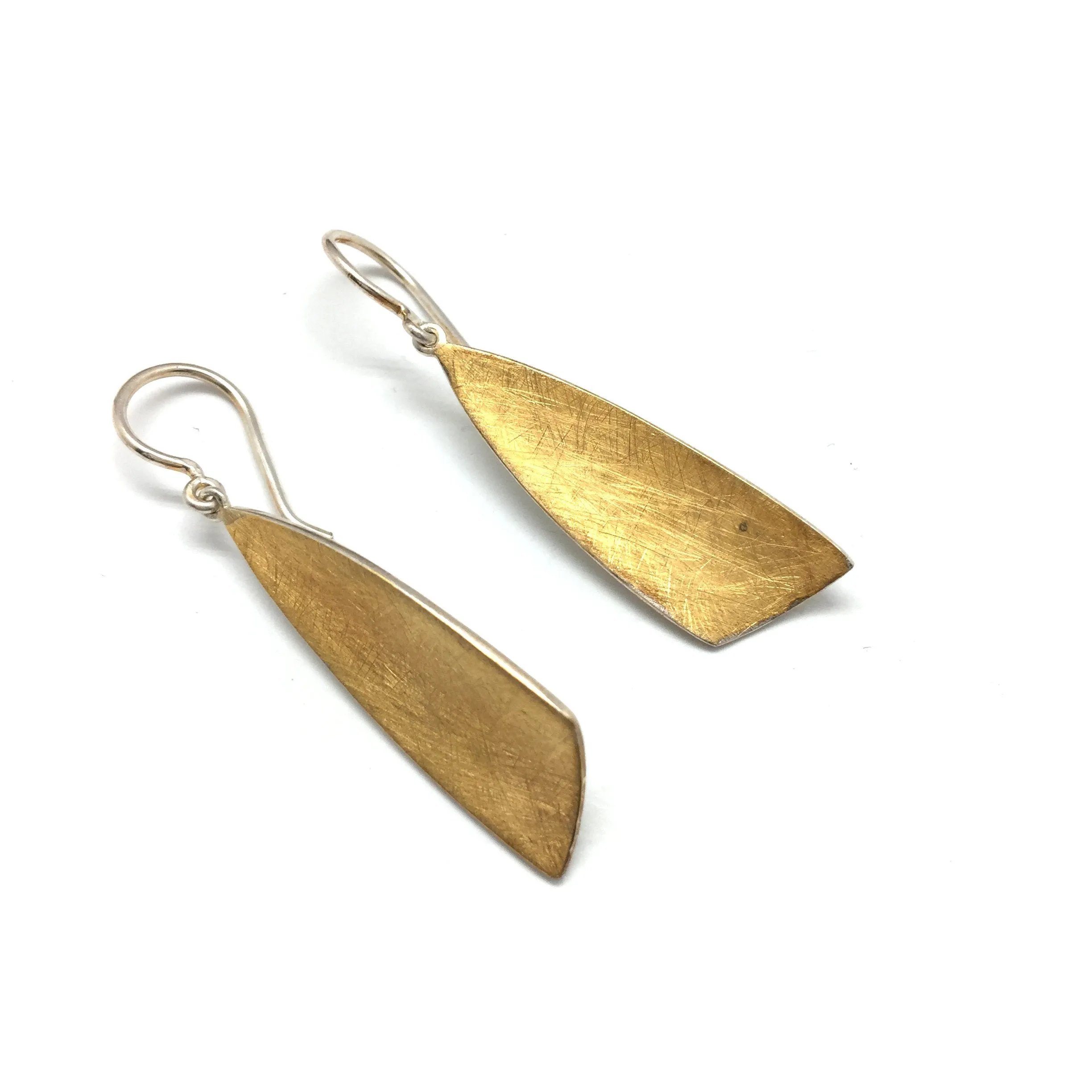 Silver and Gold Wedge Dangle Earrings