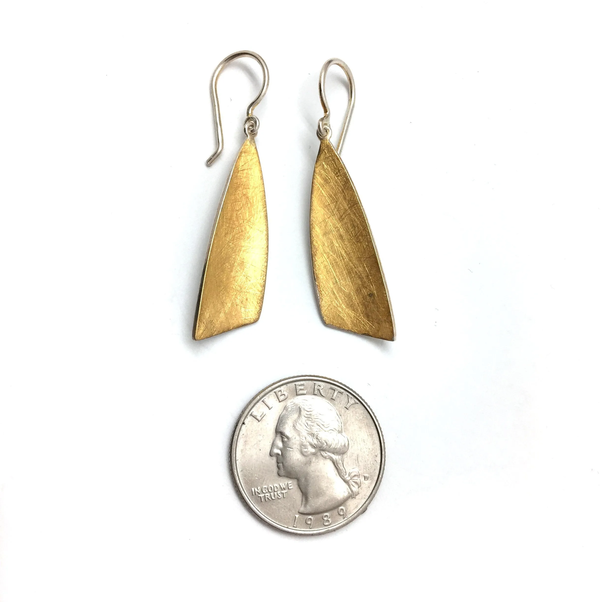 Silver and Gold Wedge Dangle Earrings