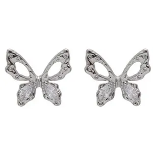 Silver Butterfly Invisible Clip On Earrings