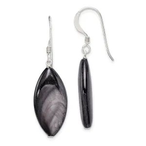 Silver Dark Grey Mother of Pearl Dangle Earring