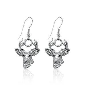 Silver Deer Charm Dangle Earrings