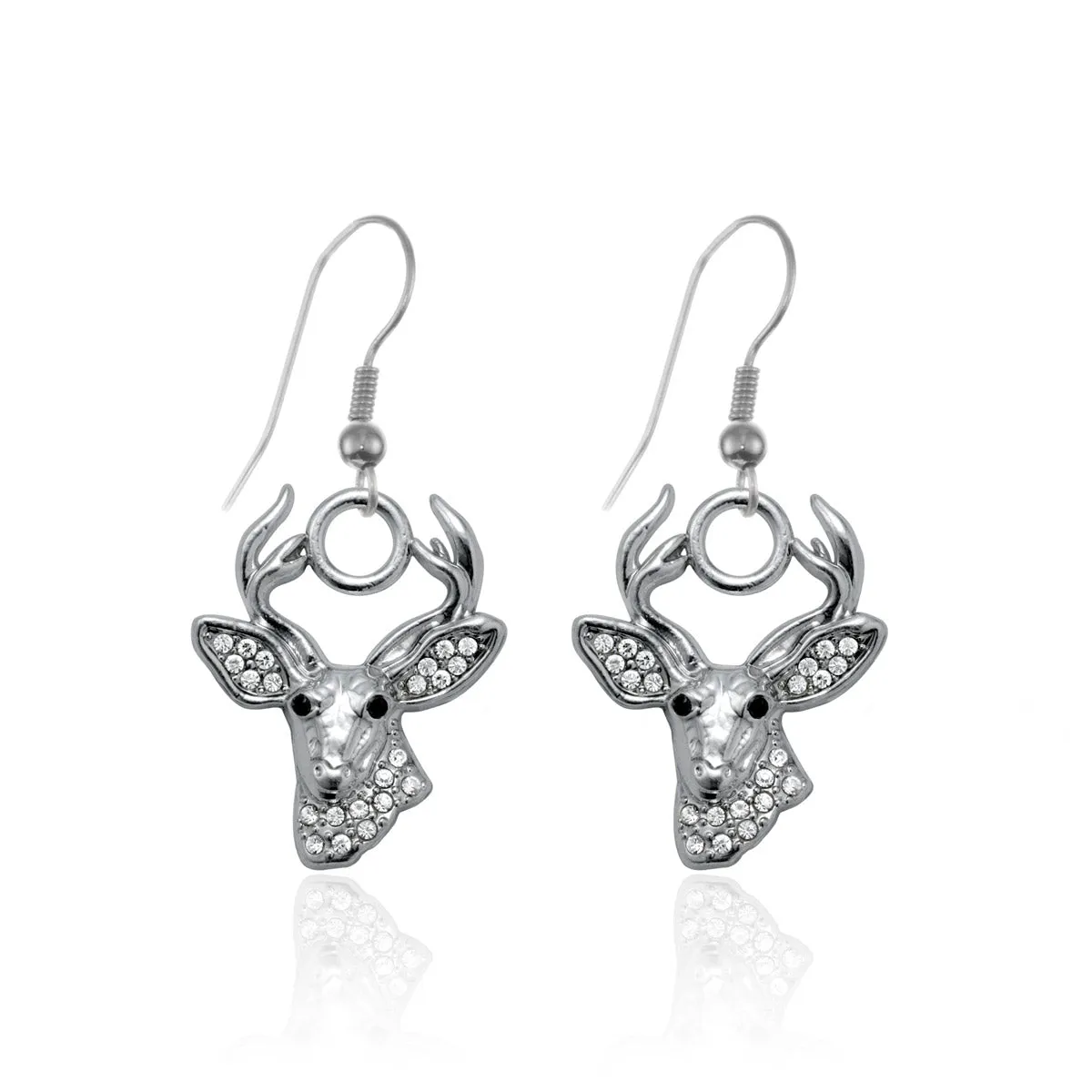 Silver Deer Charm Dangle Earrings