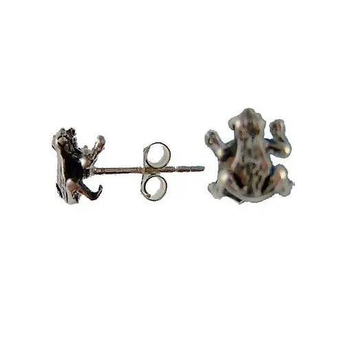 Silver Frog Post Earrings