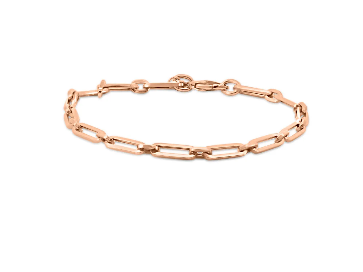 Small Paperclip Rose Gold Bracelet