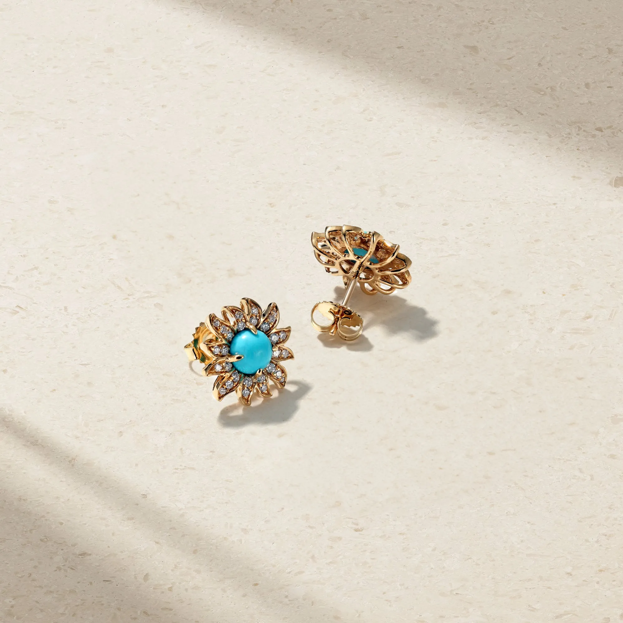 Solstice Turquoise and Diamond Stud Earrings