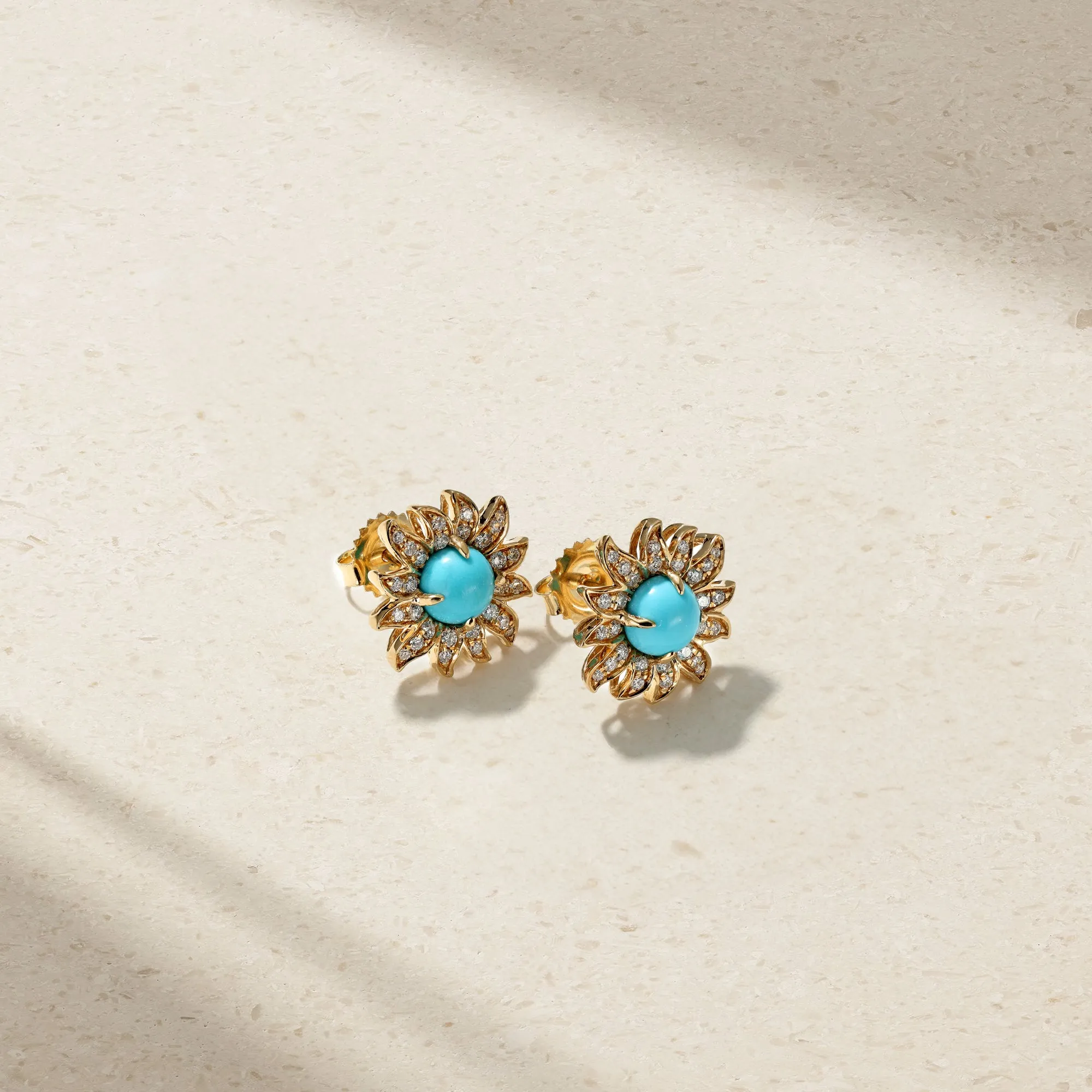 Solstice Turquoise and Diamond Stud Earrings