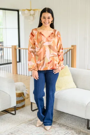 Split Neckline Long Sleeve Blouse In Clay - Andree by Unit