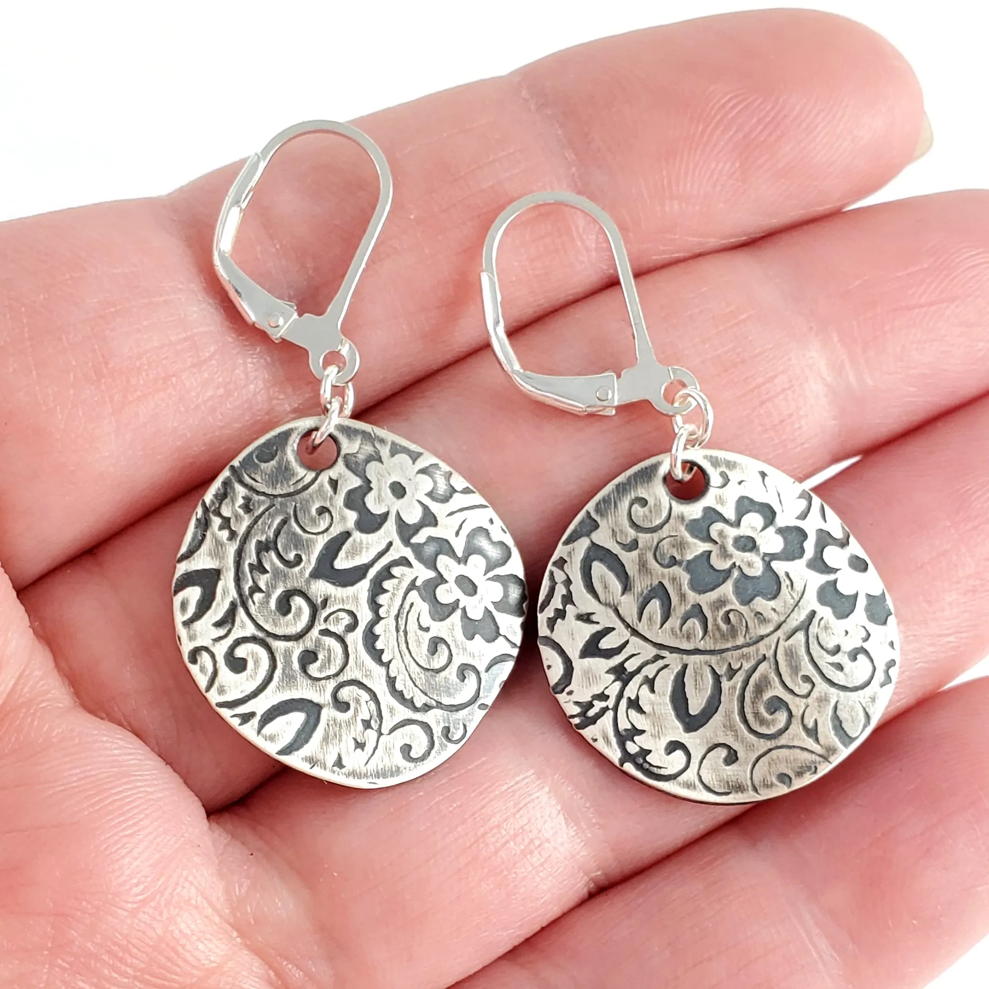 Sterling & Coin Silver Eco Chic Textured Floral Earrings