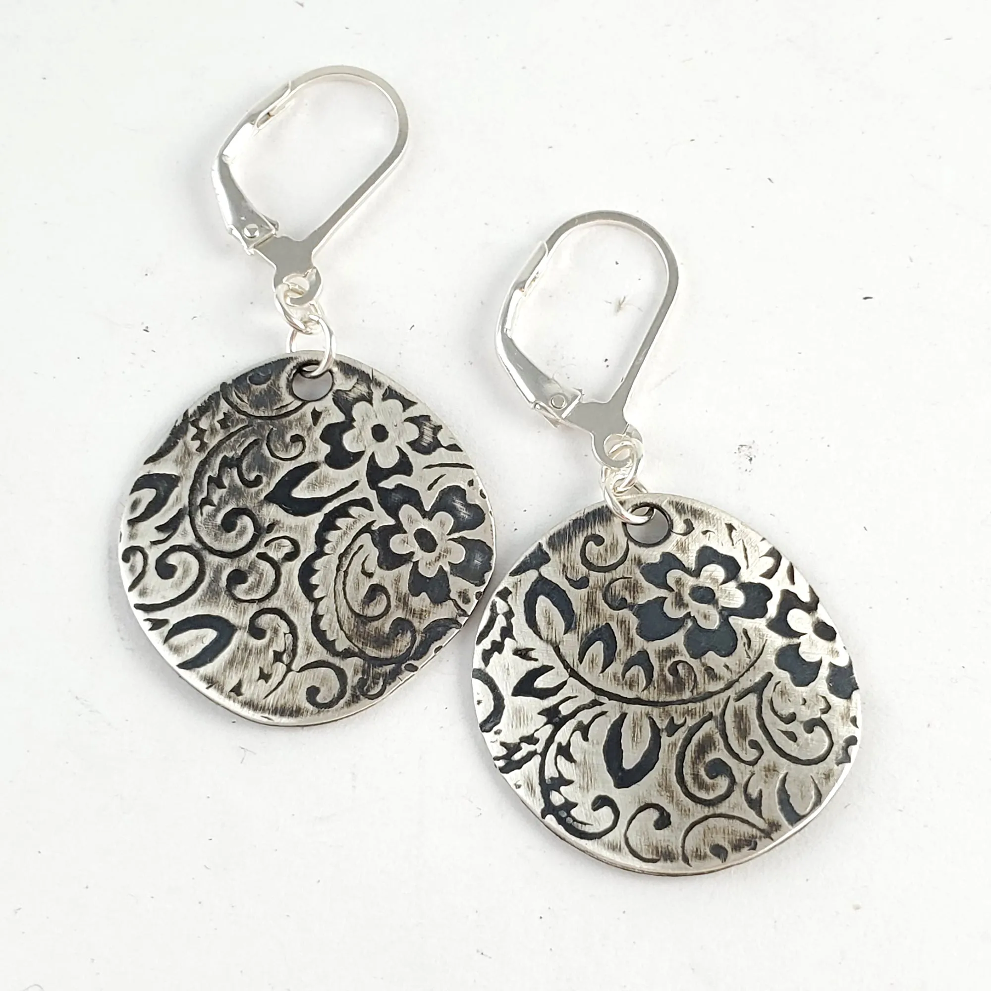 Sterling & Coin Silver Eco Chic Textured Floral Earrings