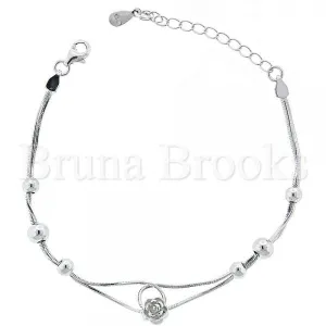 Sterling Silver 03.183.0041 Fancy Bracelet, Ball Design, Polished Finish, Rhodium Tone