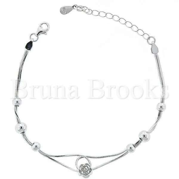 Sterling Silver 03.183.0041 Fancy Bracelet, Ball Design, Polished Finish, Rhodium Tone