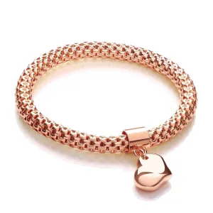 Sterling Silver & Rose Gold Vermeil Heart Mesh Bracelet