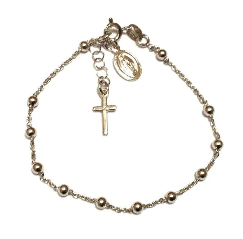 Sterling Silver Rosary Bracelet