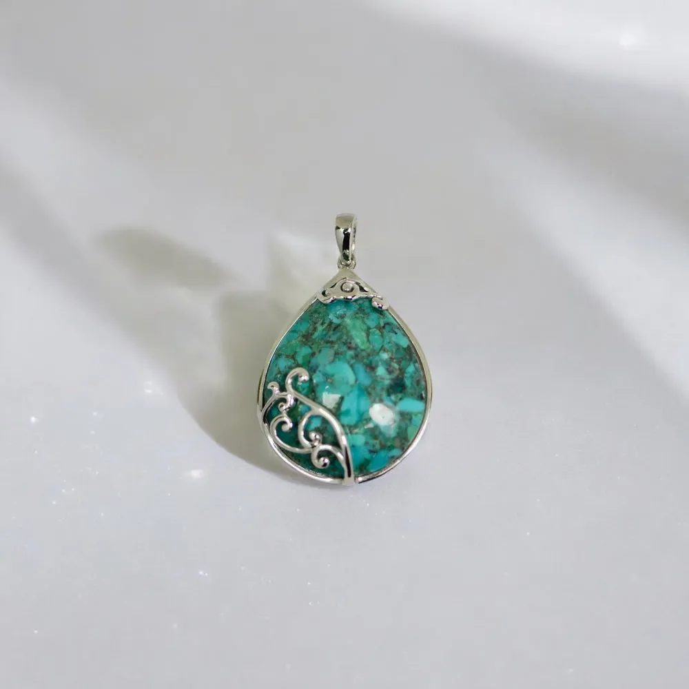 Sterling Silver Turquoise Teardrop Pendant