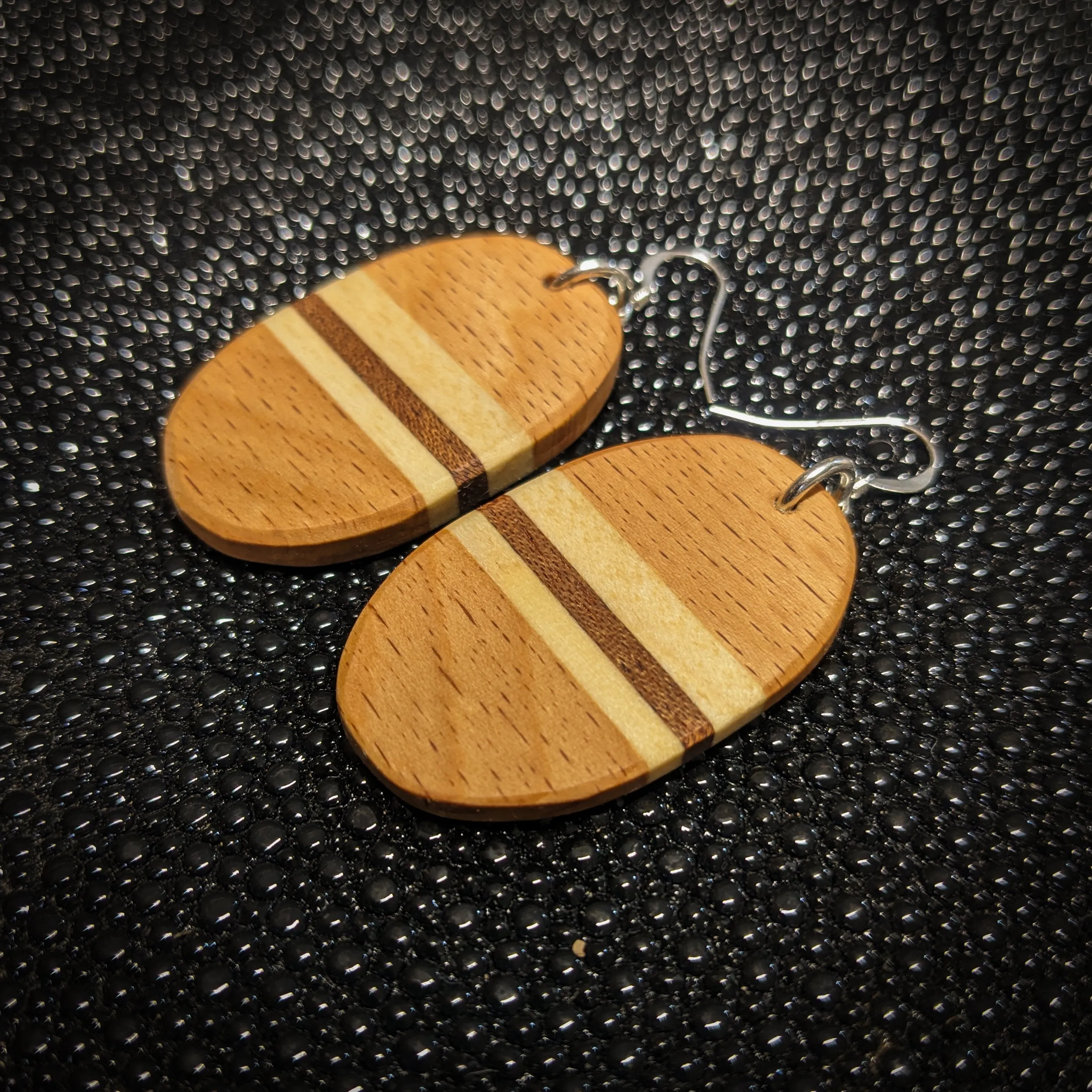 Striped Oval Dangle Earrings