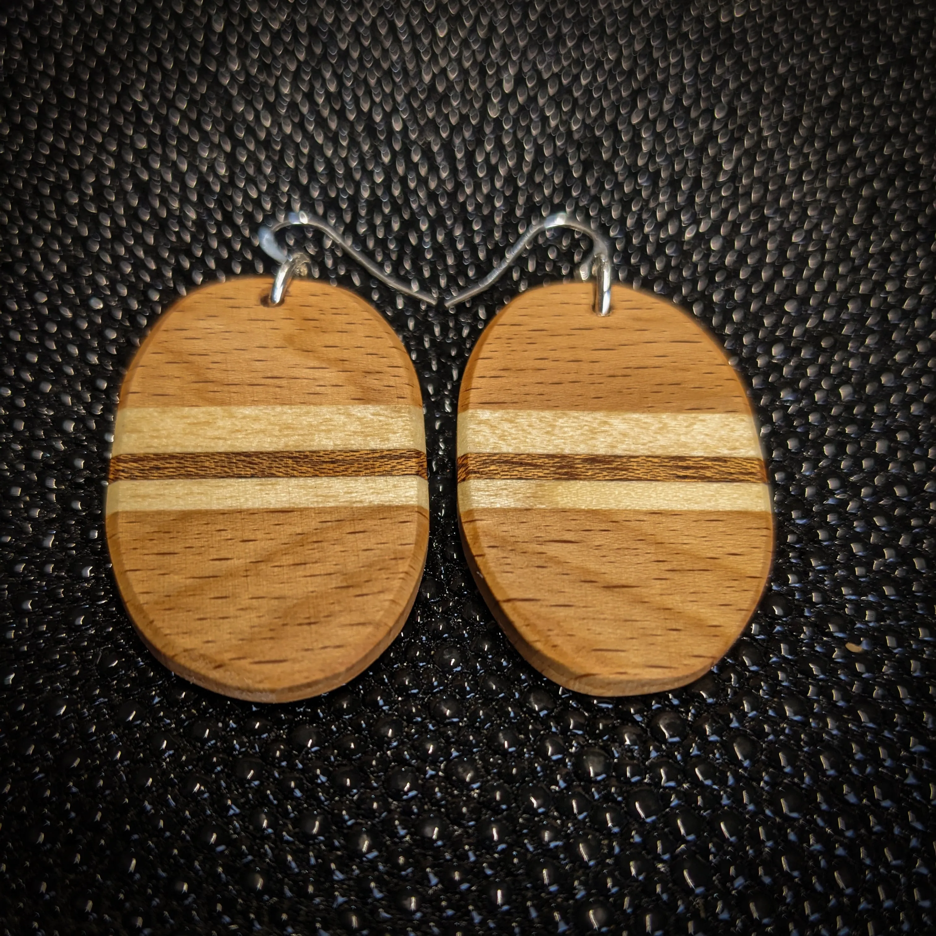 Striped Oval Dangle Earrings