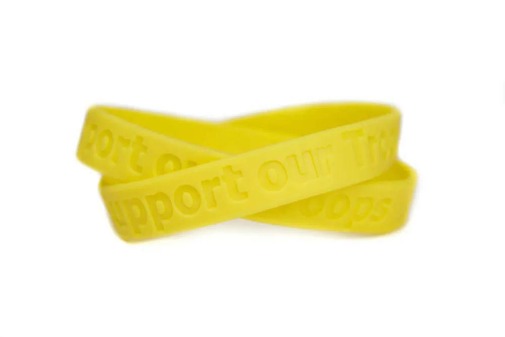 Support our Troops Rubber Bracelet Wristband - Yellow – Youth 7"