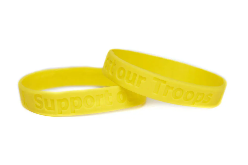 Support our Troops Rubber Bracelet Wristband - Yellow – Youth 7"