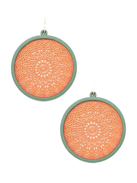 TE9572 Two Tone Mandala Earrings