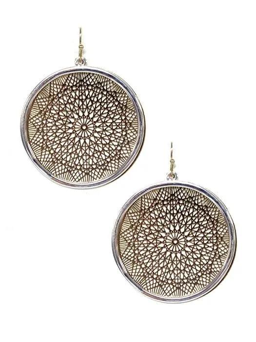 TE9572 Two Tone Mandala Earrings