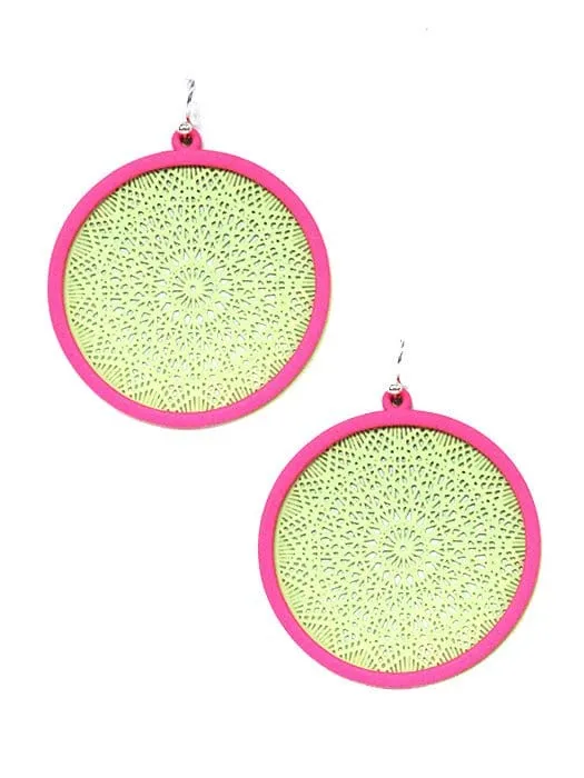 TE9572 Two Tone Mandala Earrings