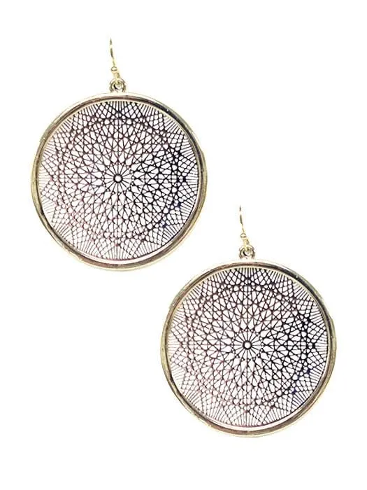 TE9572 Two Tone Mandala Earrings