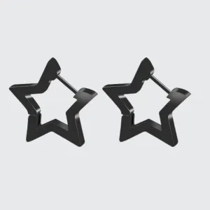 Techwear Stars Black Earrings