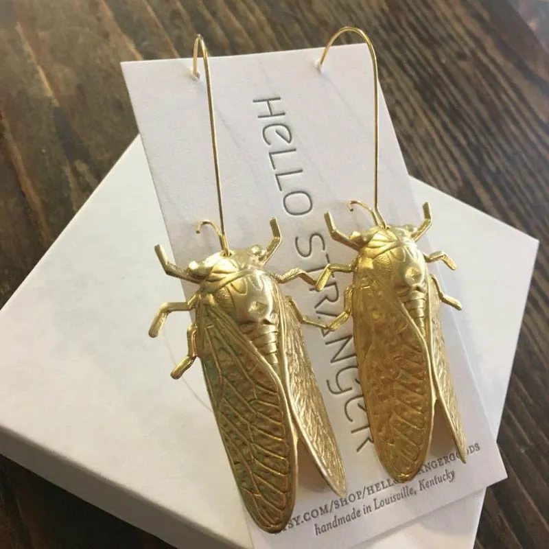 TEEK - Golden Cicada Dangle Earrings