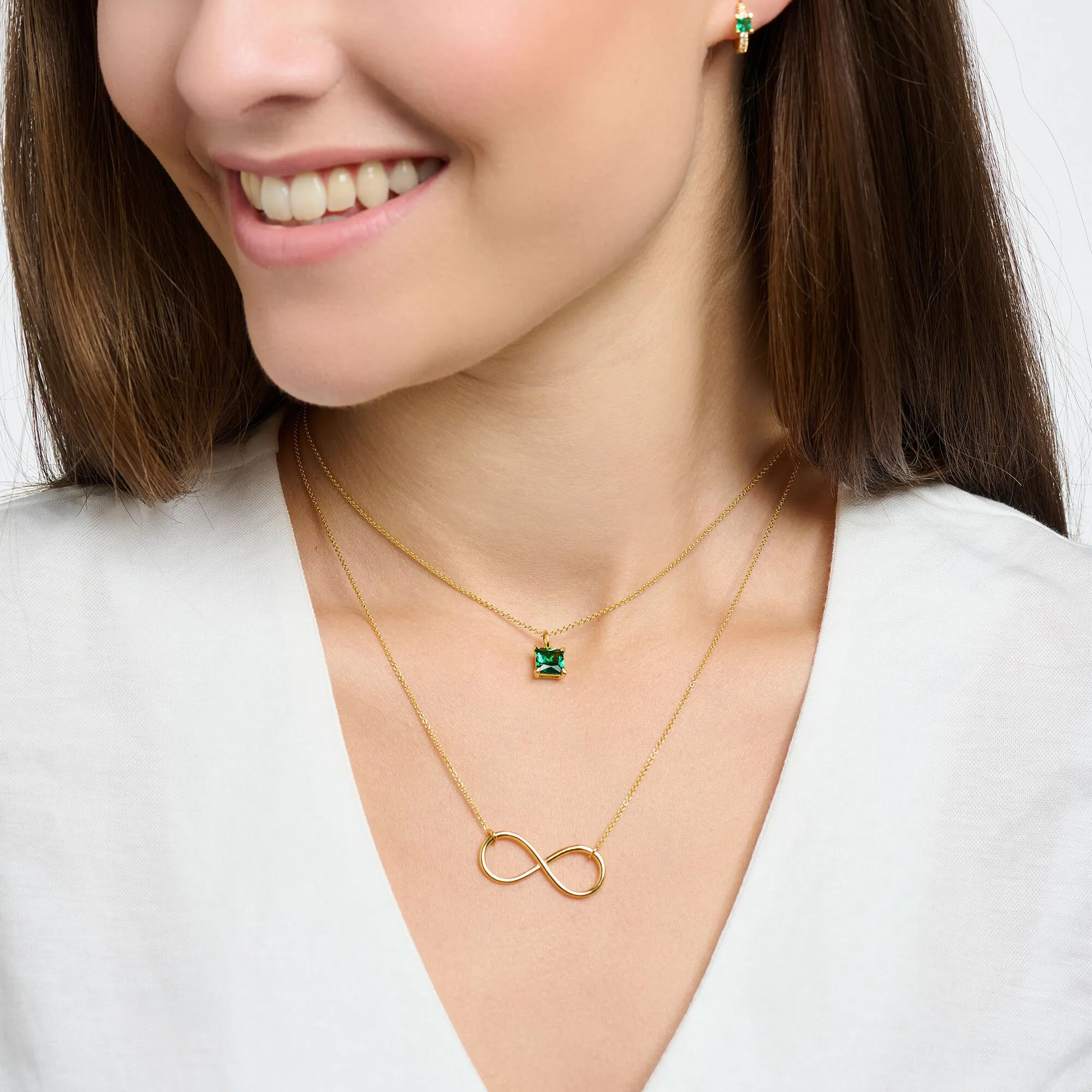 Thomas Sabo Necklace With Green Stone Gold KE2156-472-6