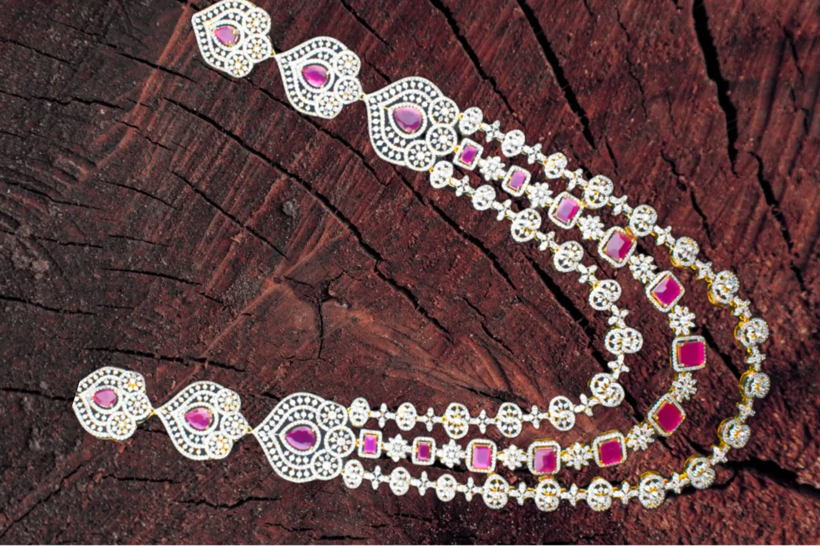 Three Layer American Diamond Haram By Asp Fashion Jewellery