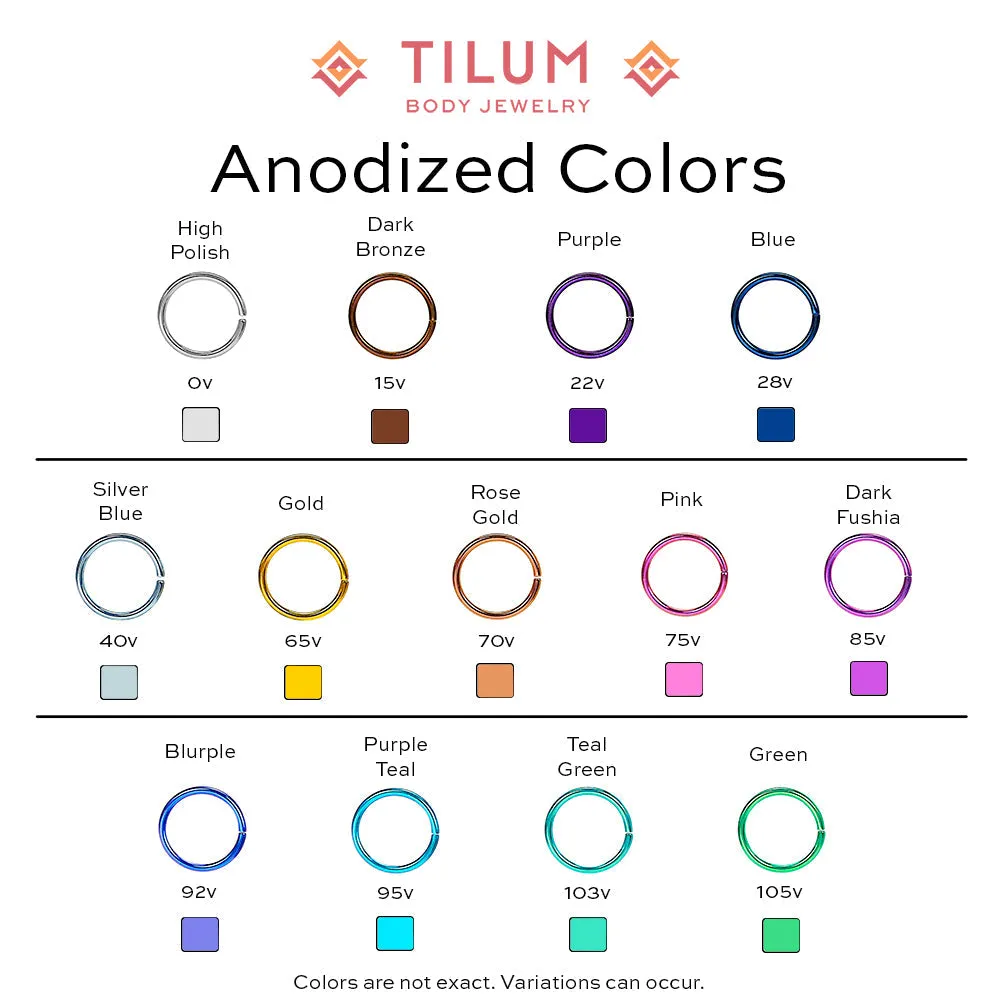 Tilum 14g-12g Internally Threaded Trinity Loop Titanium Top - Price Per 1