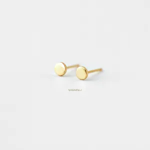 Tiny Circle Studs Earrings, Unisex, Gold, Silver SHEMISLI SS017