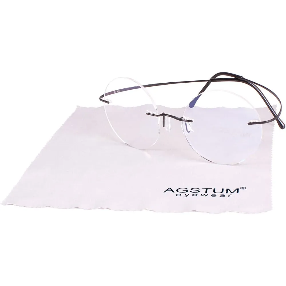 Titanium 46mm Round Rimless Flexible Eyeglasses A2007