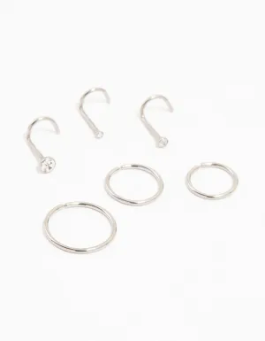 Titanium Fine Graduating Nose Stud & Ring 6-Pack