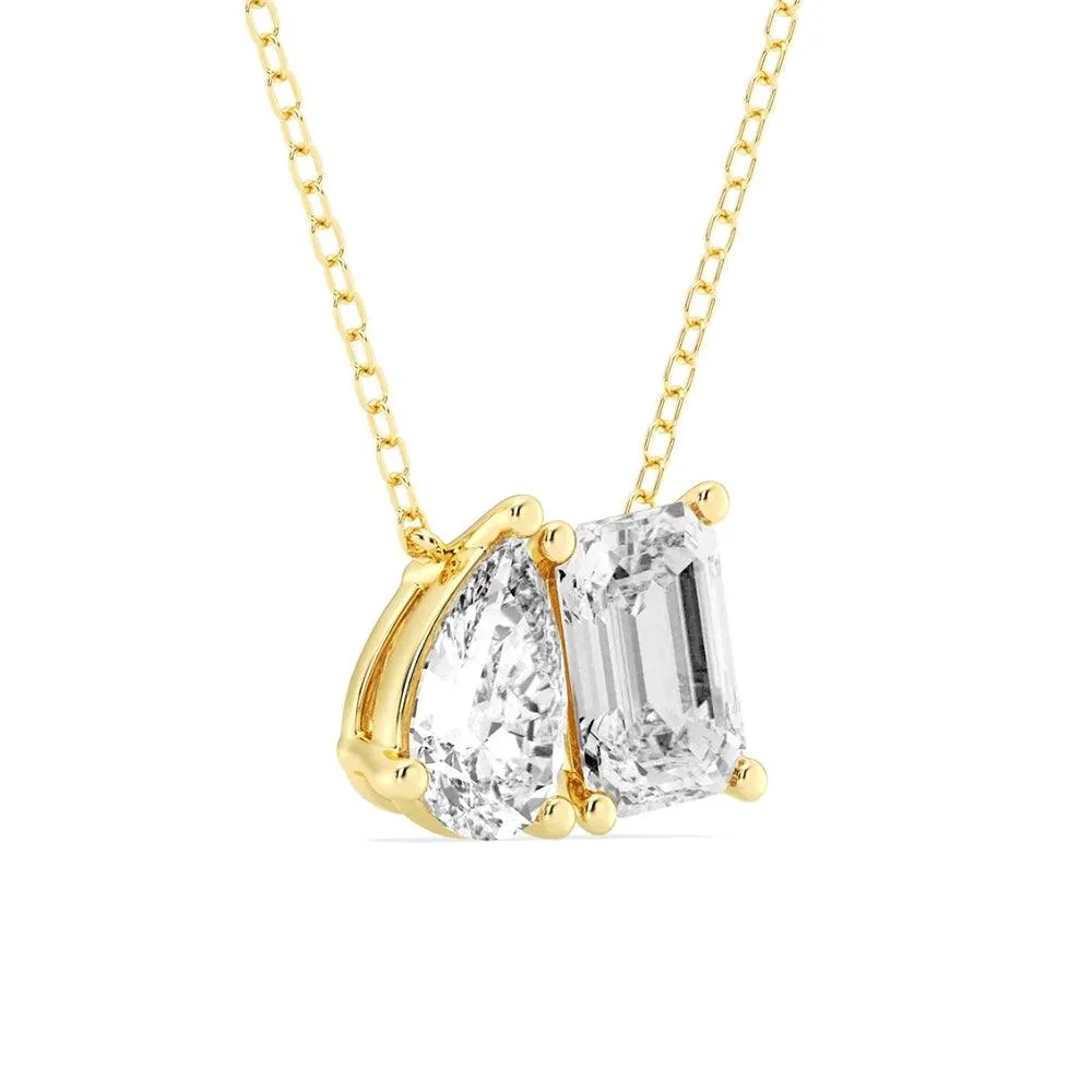 Toi Et Moi Emerald Cut & Pear Cut Pendant Necklace