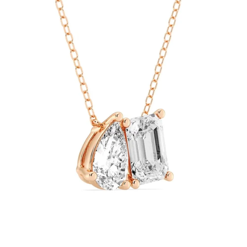 Toi Et Moi Emerald Cut & Pear Cut Pendant Necklace