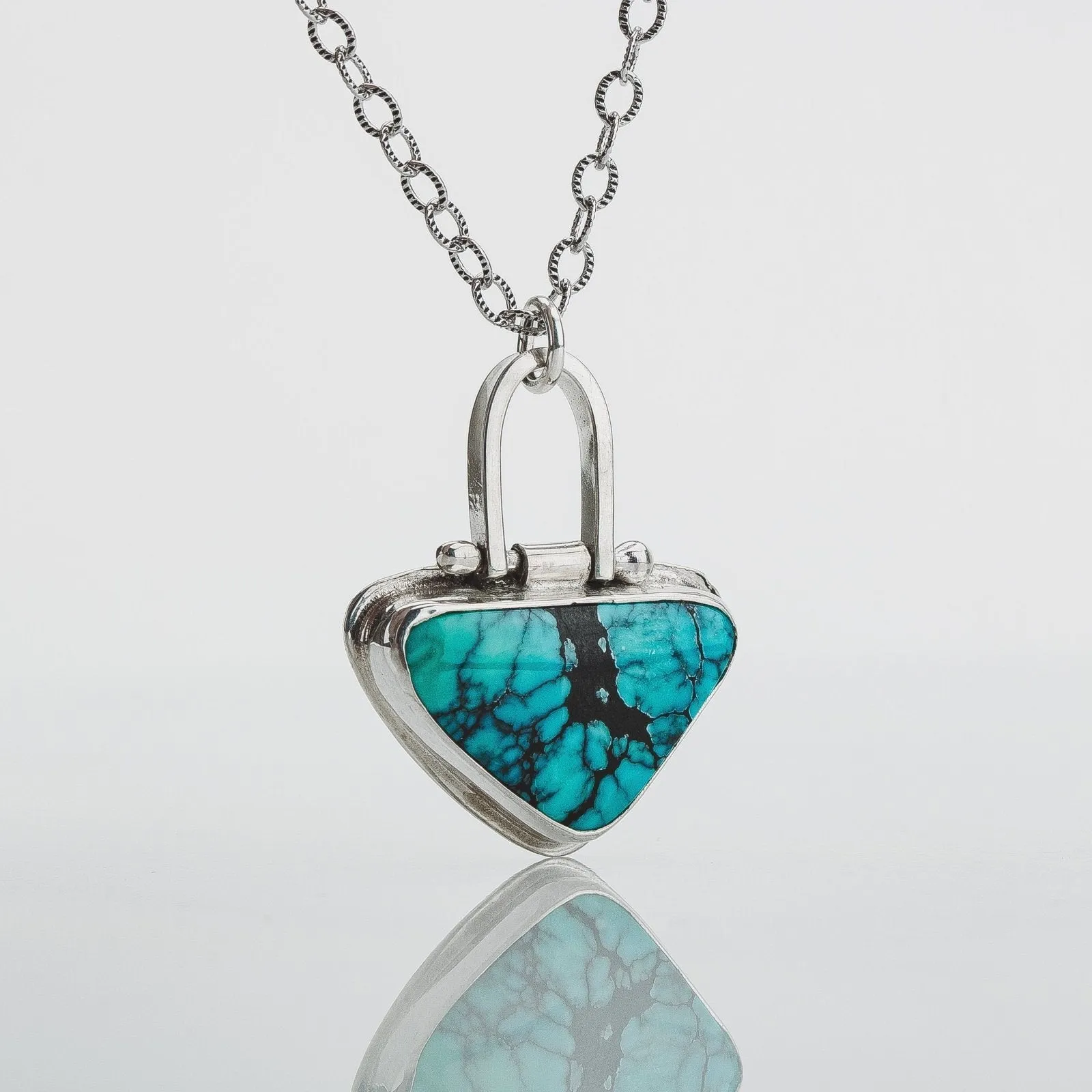 Triangle Cloud Mountain Turquoise Hinge Necklace