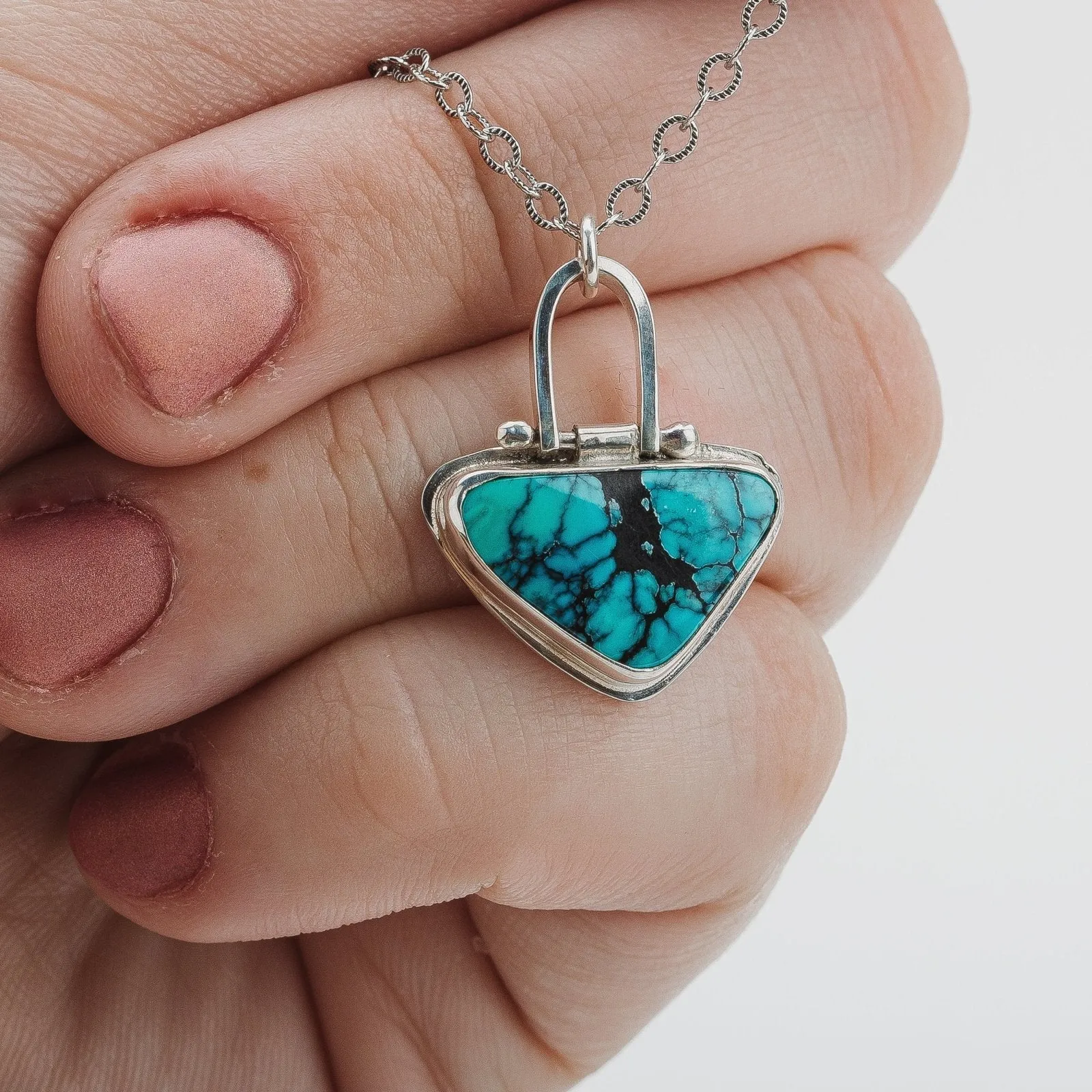 Triangle Cloud Mountain Turquoise Hinge Necklace