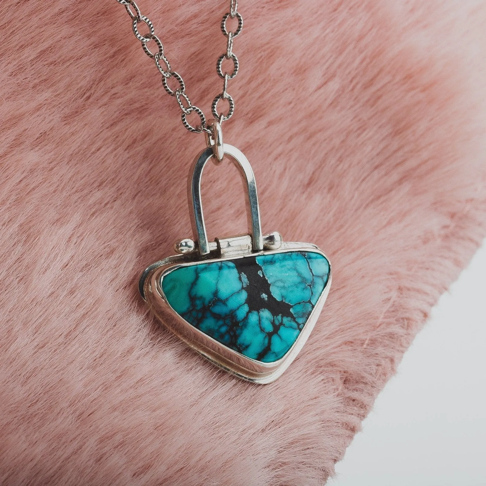 Triangle Cloud Mountain Turquoise Hinge Necklace