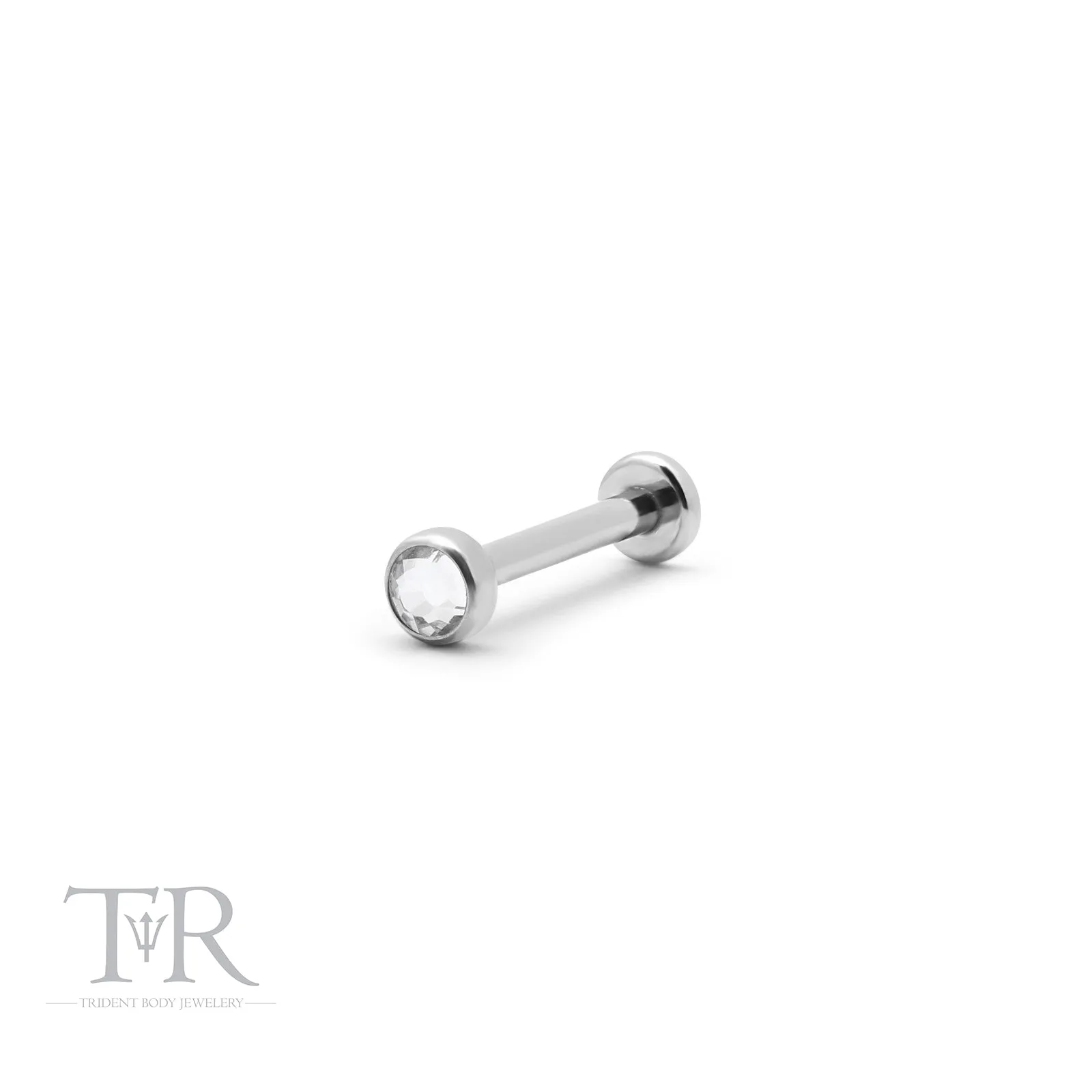 Trident Titanium Internal Nose Labret - Bezel Set