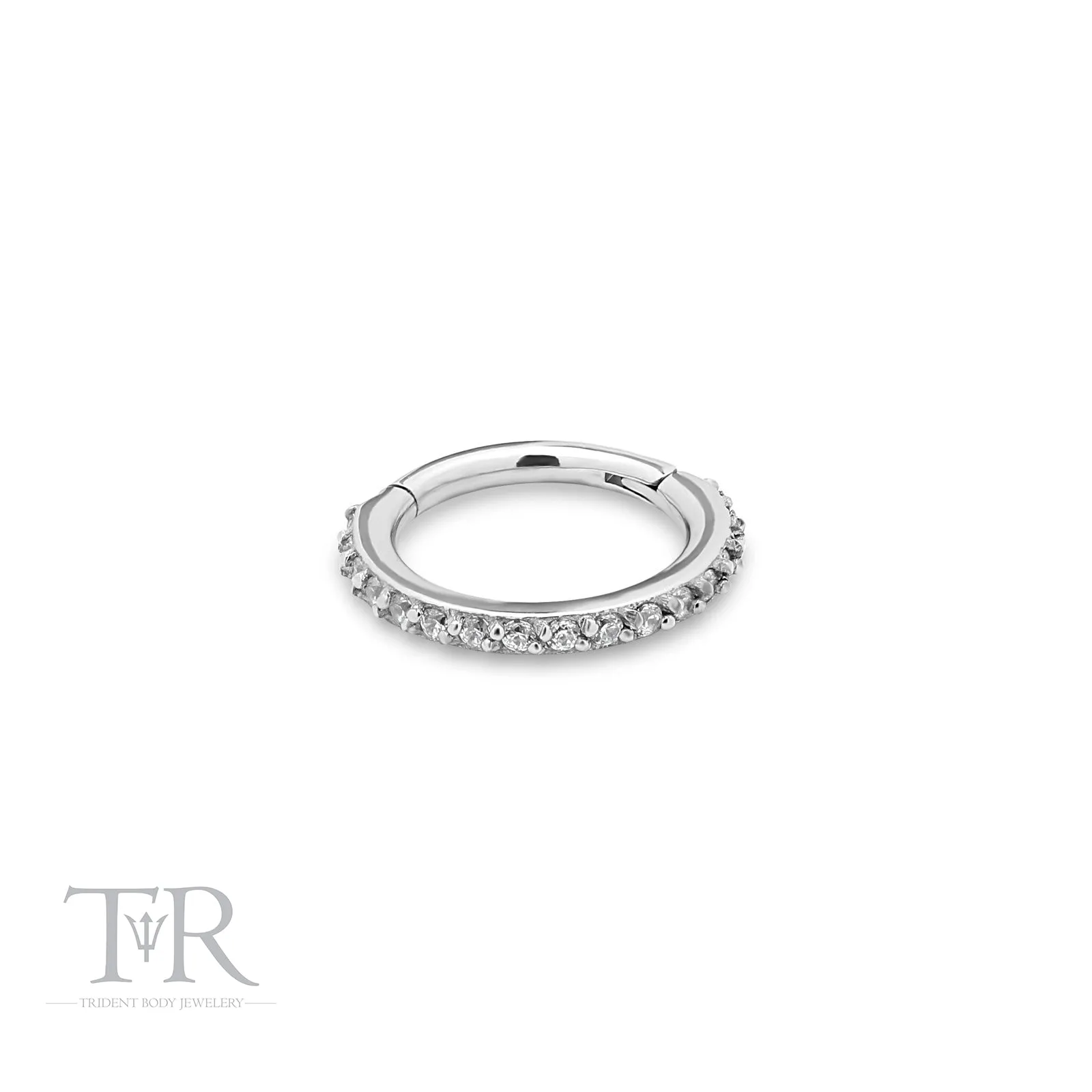 Trident Titanium Jewelled Hinged Segment Ring