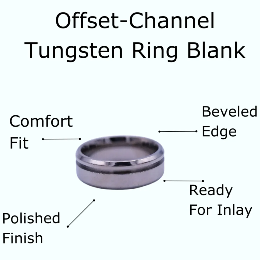 Tungsten Ring Blank Offset Channel